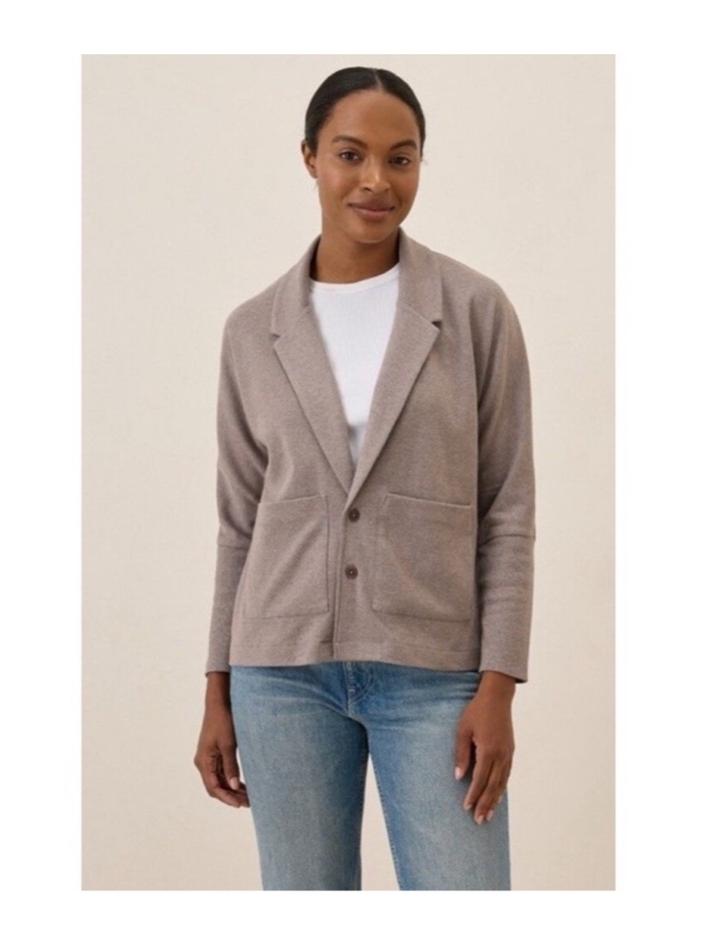 PACT Organic Cotton Airplane Relaxed Blazer Jacket Taupe XL